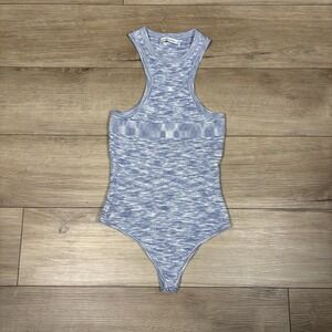 Abercrombie & Fitch Tank Top Bodysuit Size Small Knit Heathered Blue High Neck